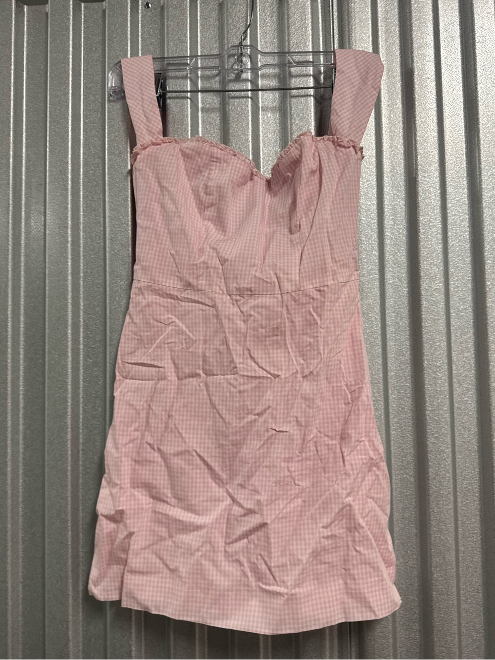 The Bar Pink Gingham Strap Mini Slip